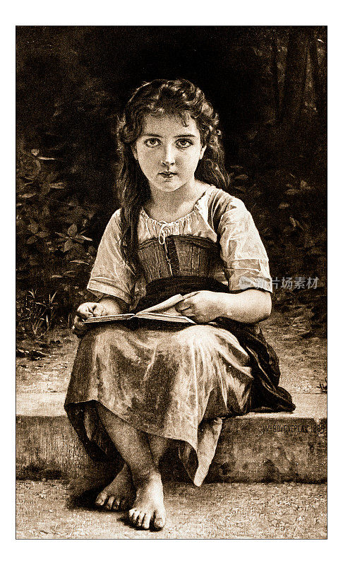 布格罗的“La le?on”古董插图